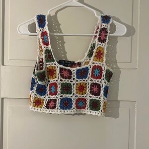 Say What? Colorful Crochet Crop Tank Top